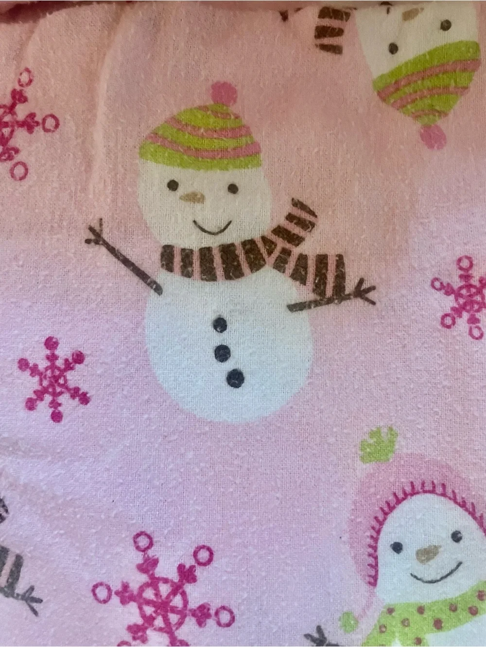 Pink Snowman Fleece Bedding Set - Cozy Winter Throw